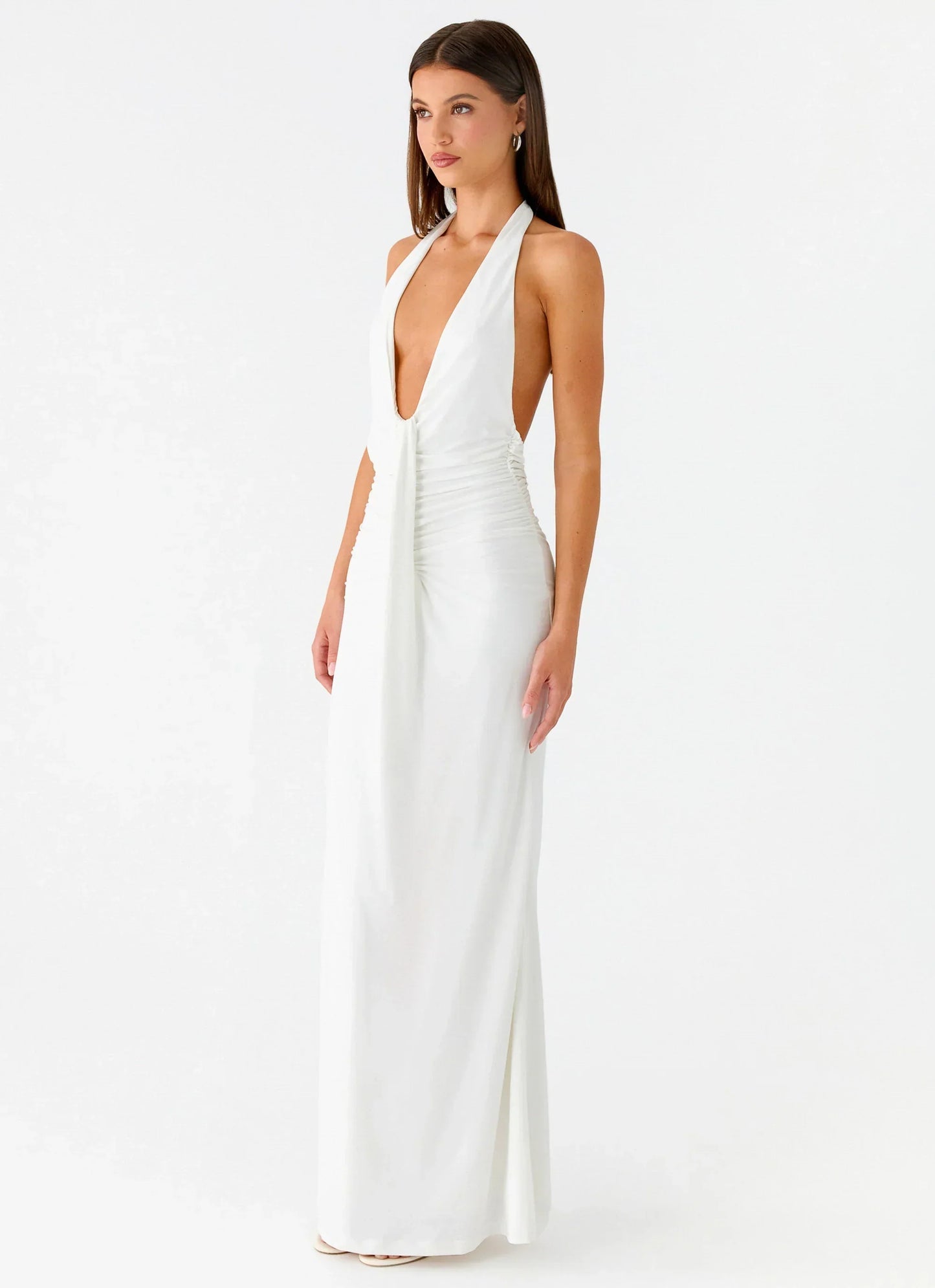 Cheyenne Halter Neck Maxi Dress - Ivory