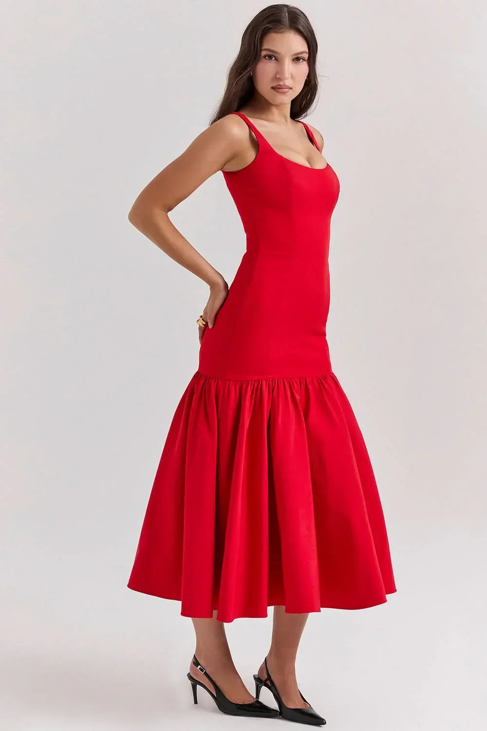 Isabella Ruffle Midi Dress