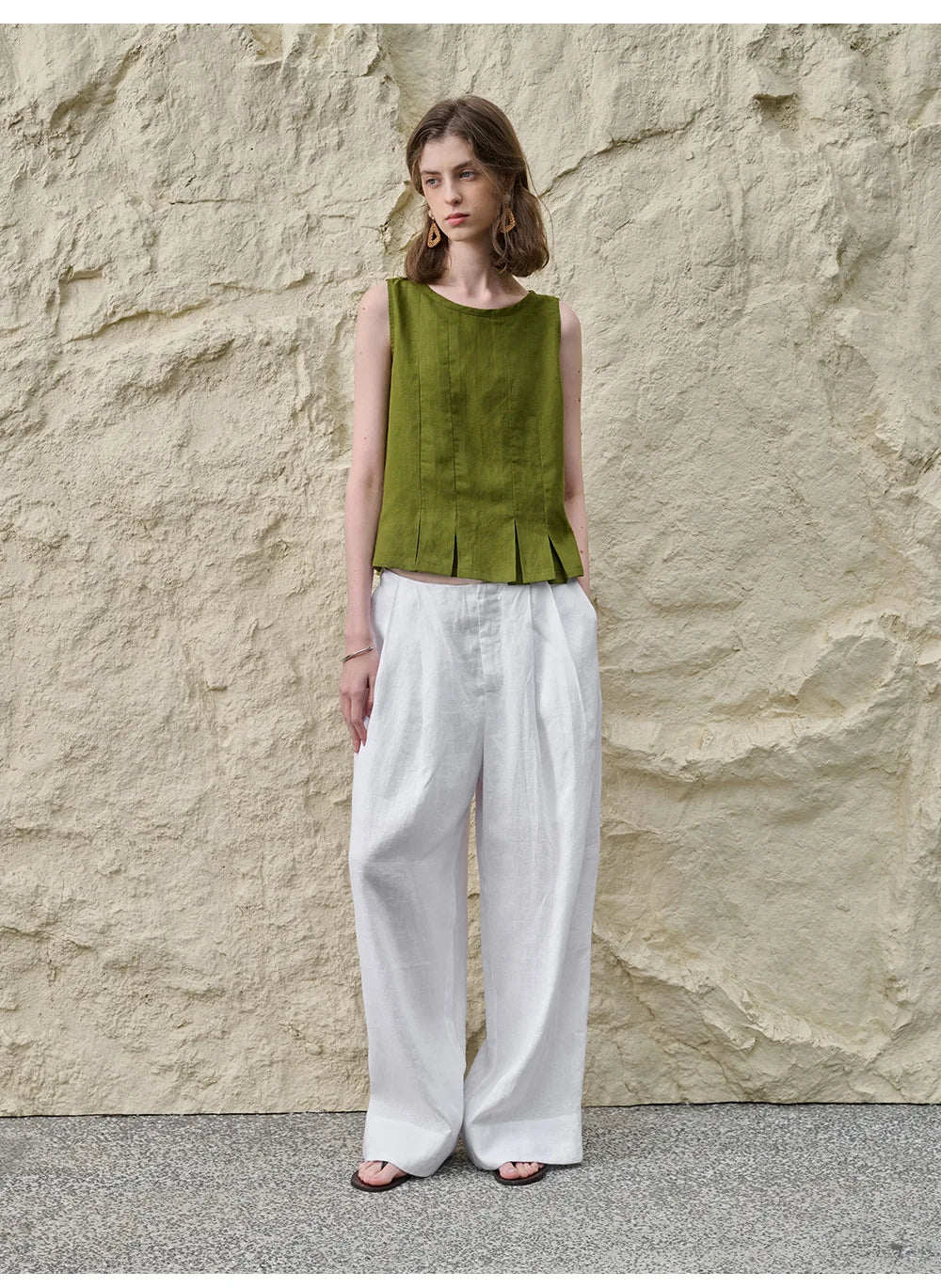 Duttini | Pleated Hem Linen Top
