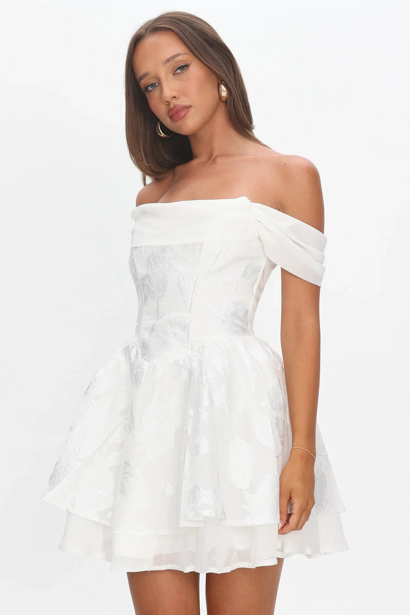 Lusting Off Shoulder Mini Dress White