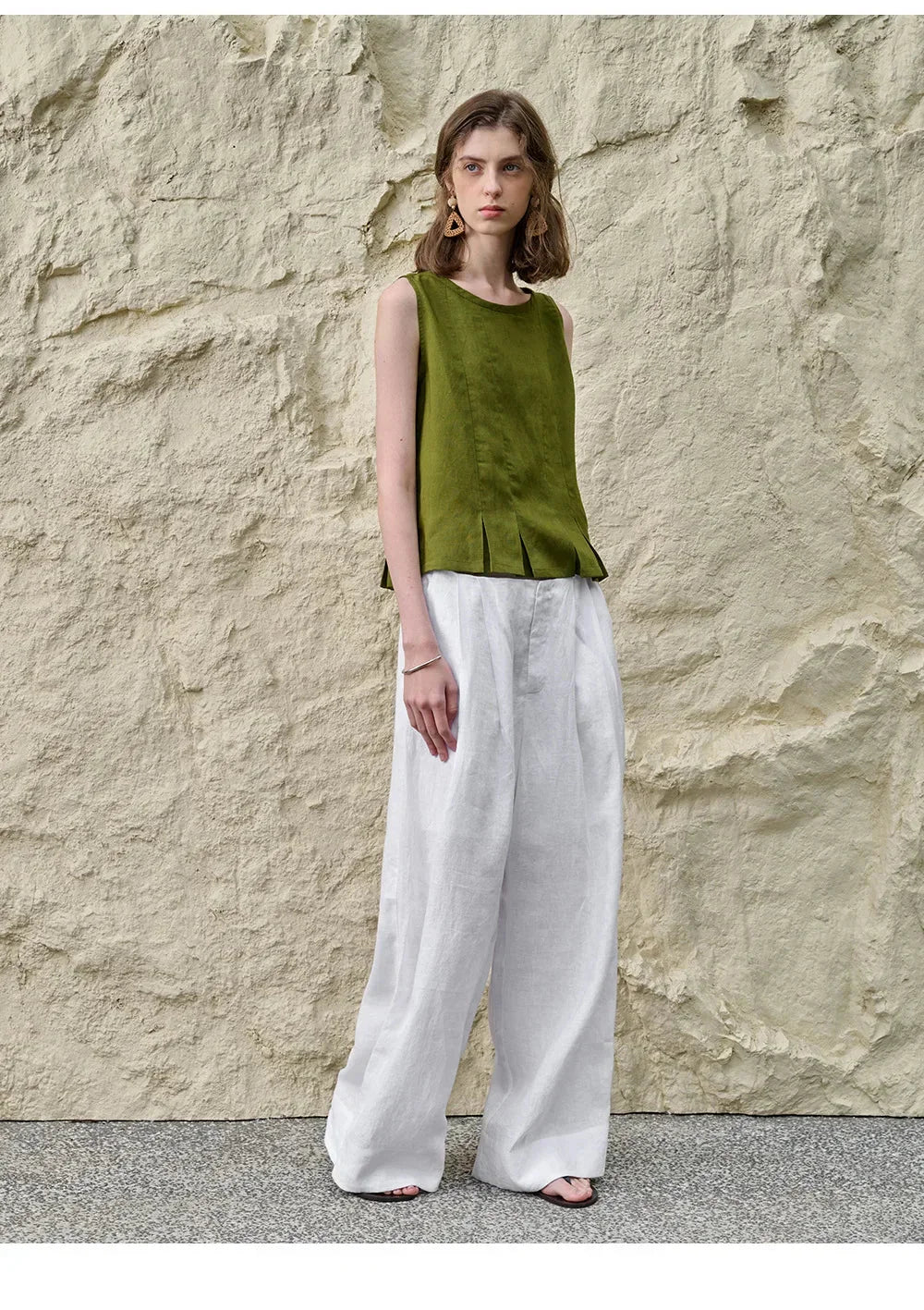 Duttini | Pleated Hem Linen Top