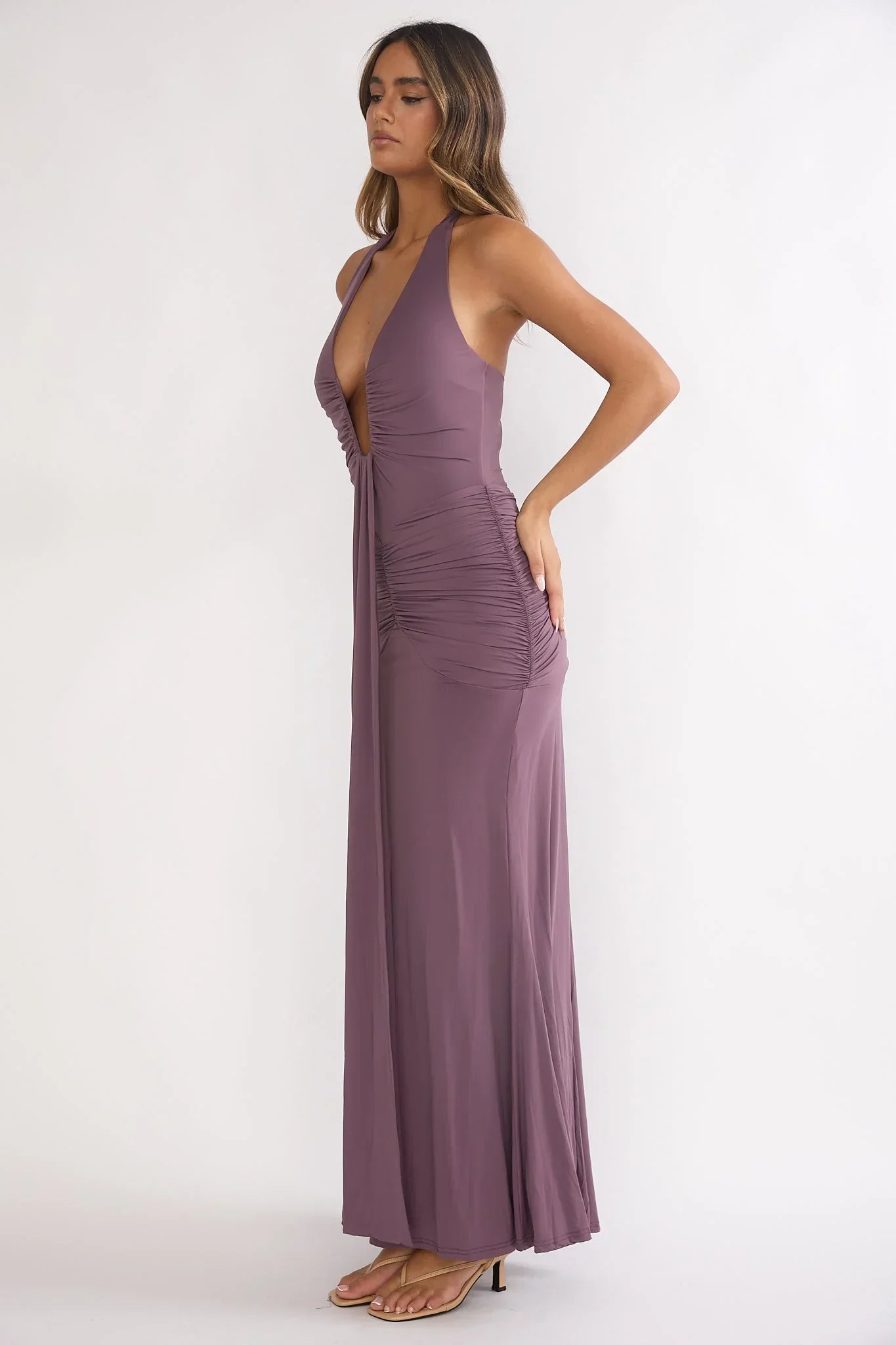 Brienna Halter Maxi Dress Mauve