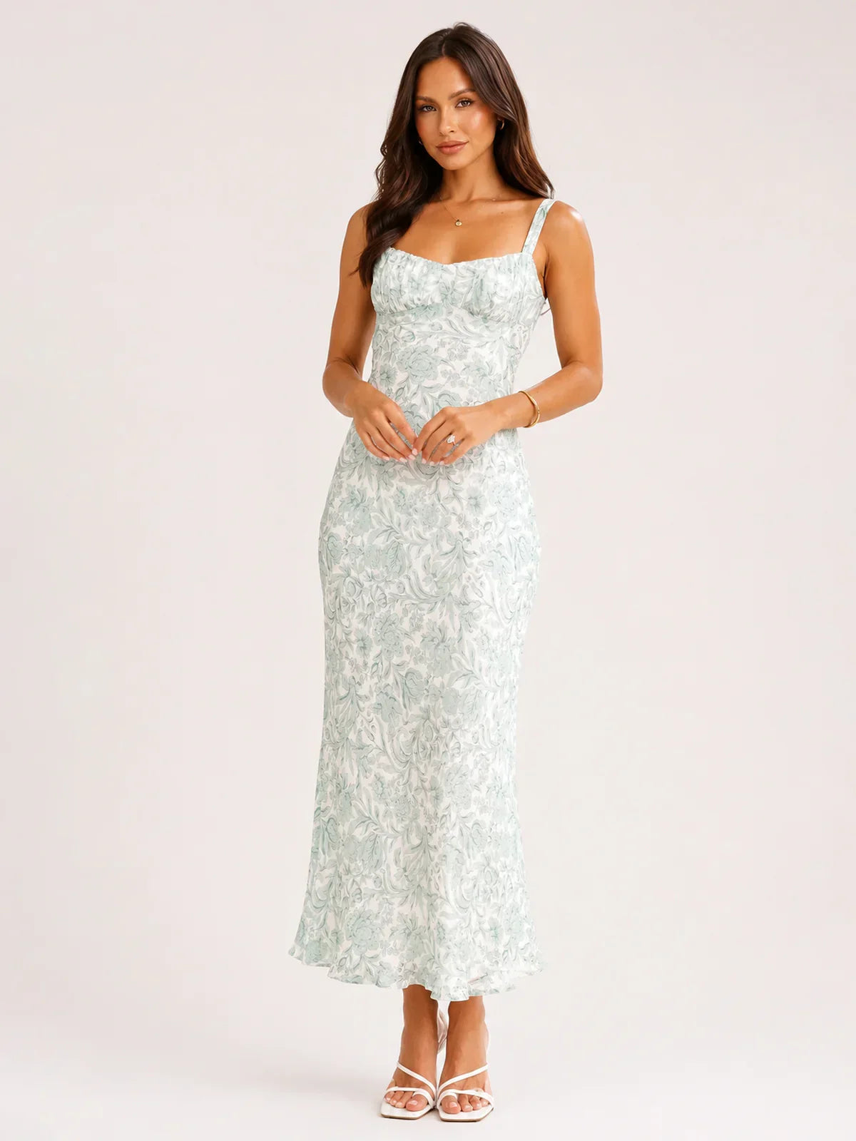 Margo Midi Dress - Green Flower