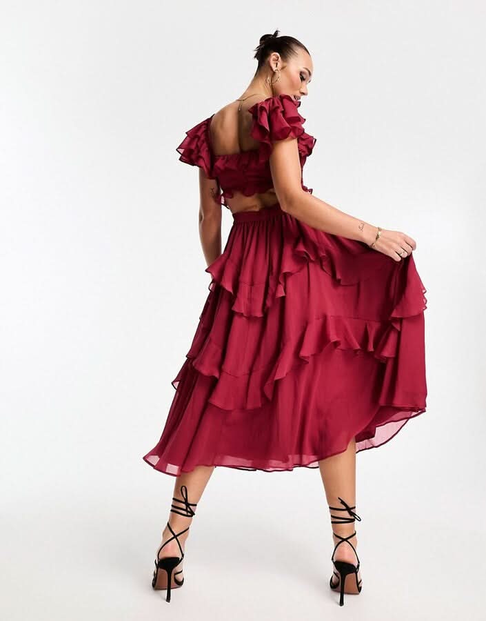 Adrienne Ruffle Midi Dress