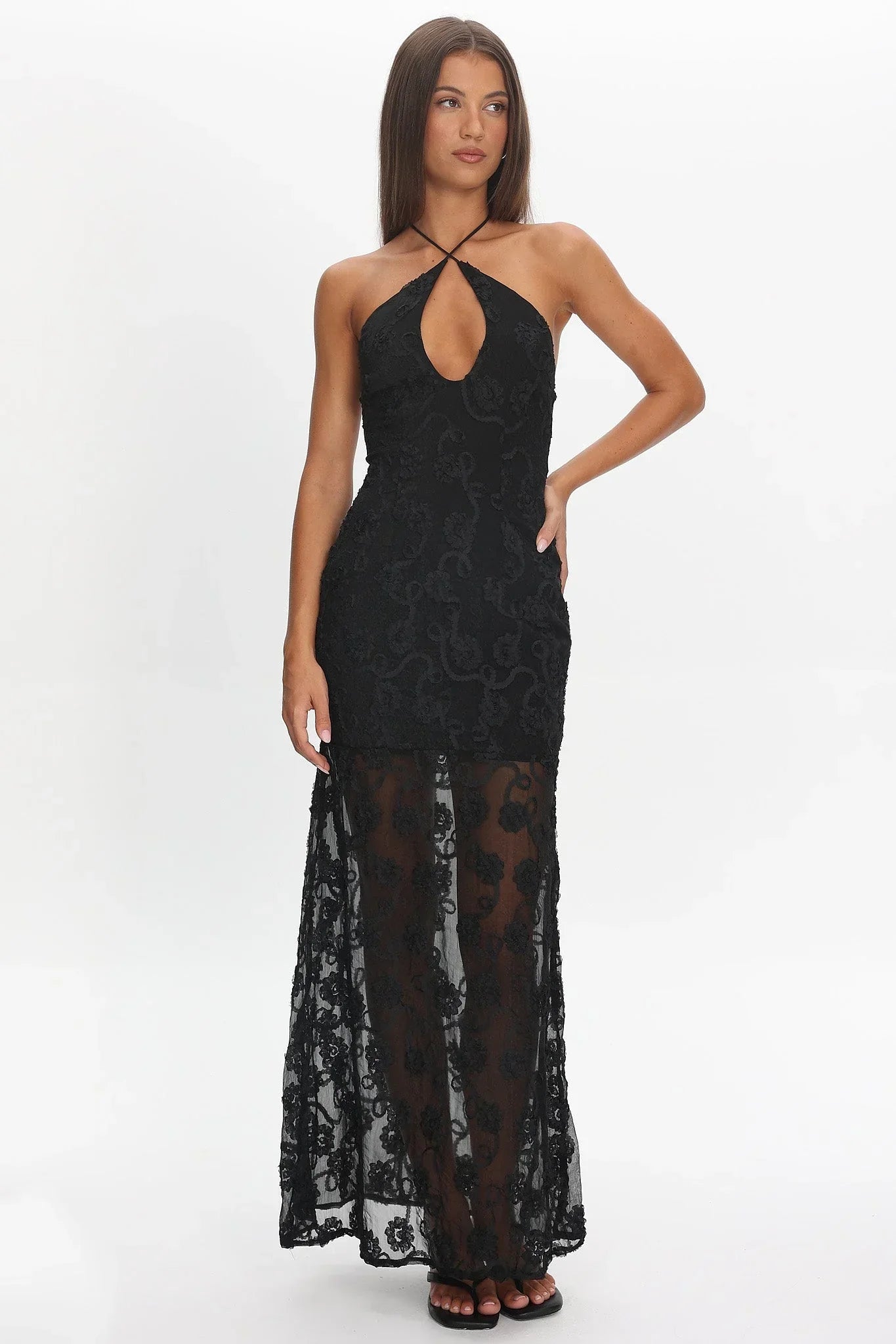 One Night Embellished Maxi Dress Black