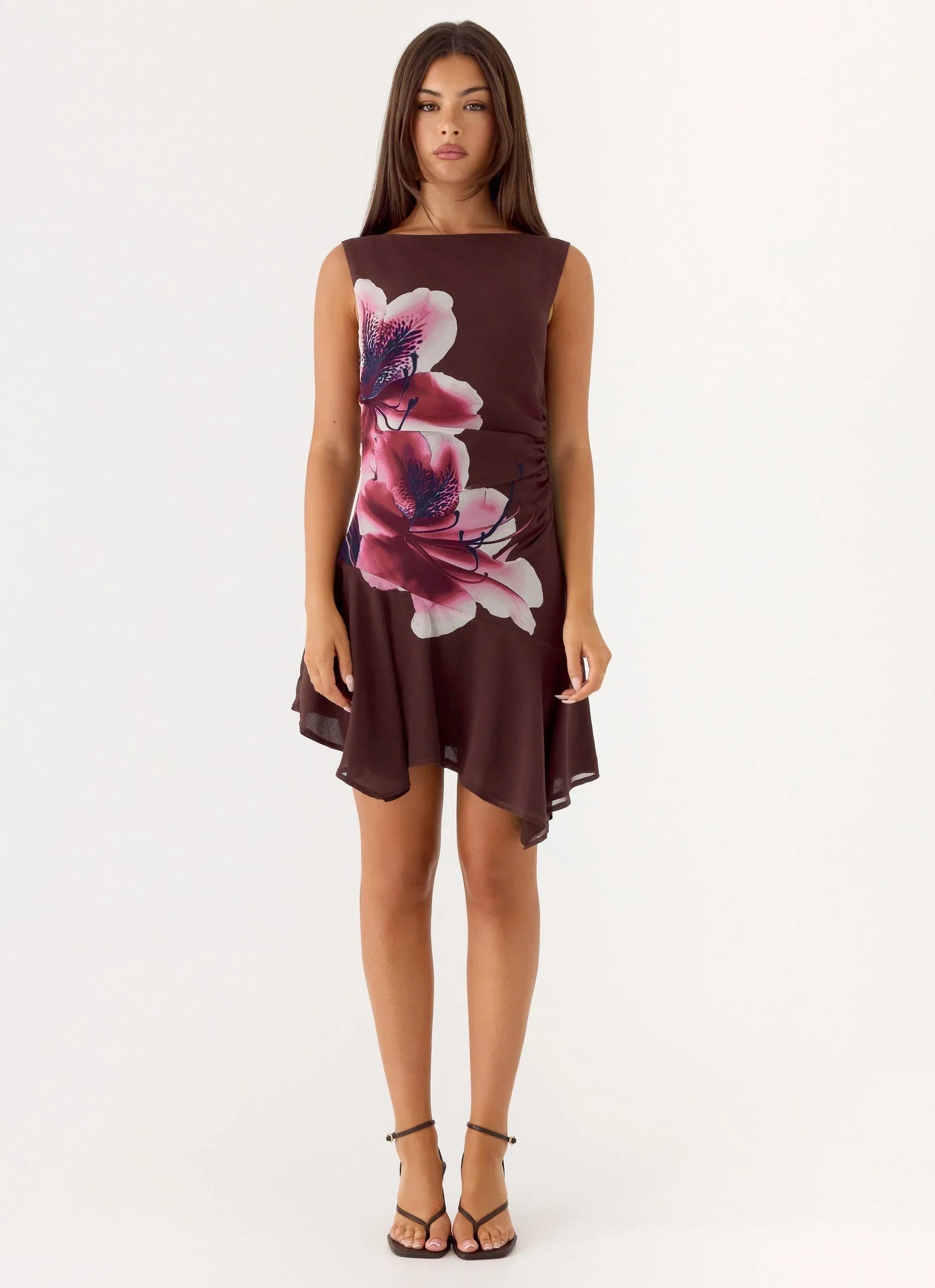 Maris Asymmetrical Mini Dress Burgundy