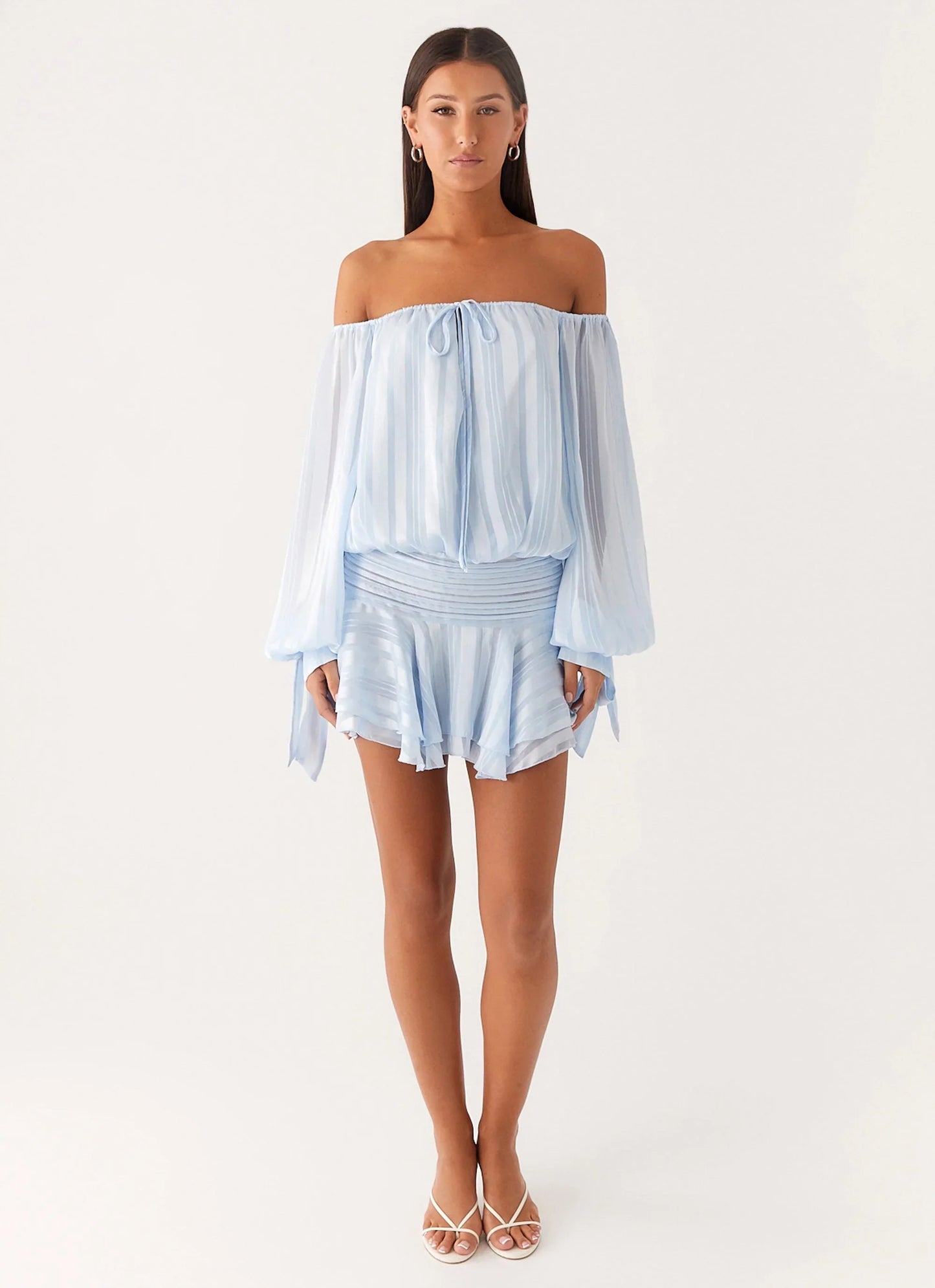 Eira Balloon Sleeve Mini Dress Blue