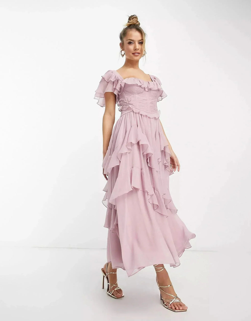 Adrienne Ruffle Midi Dress