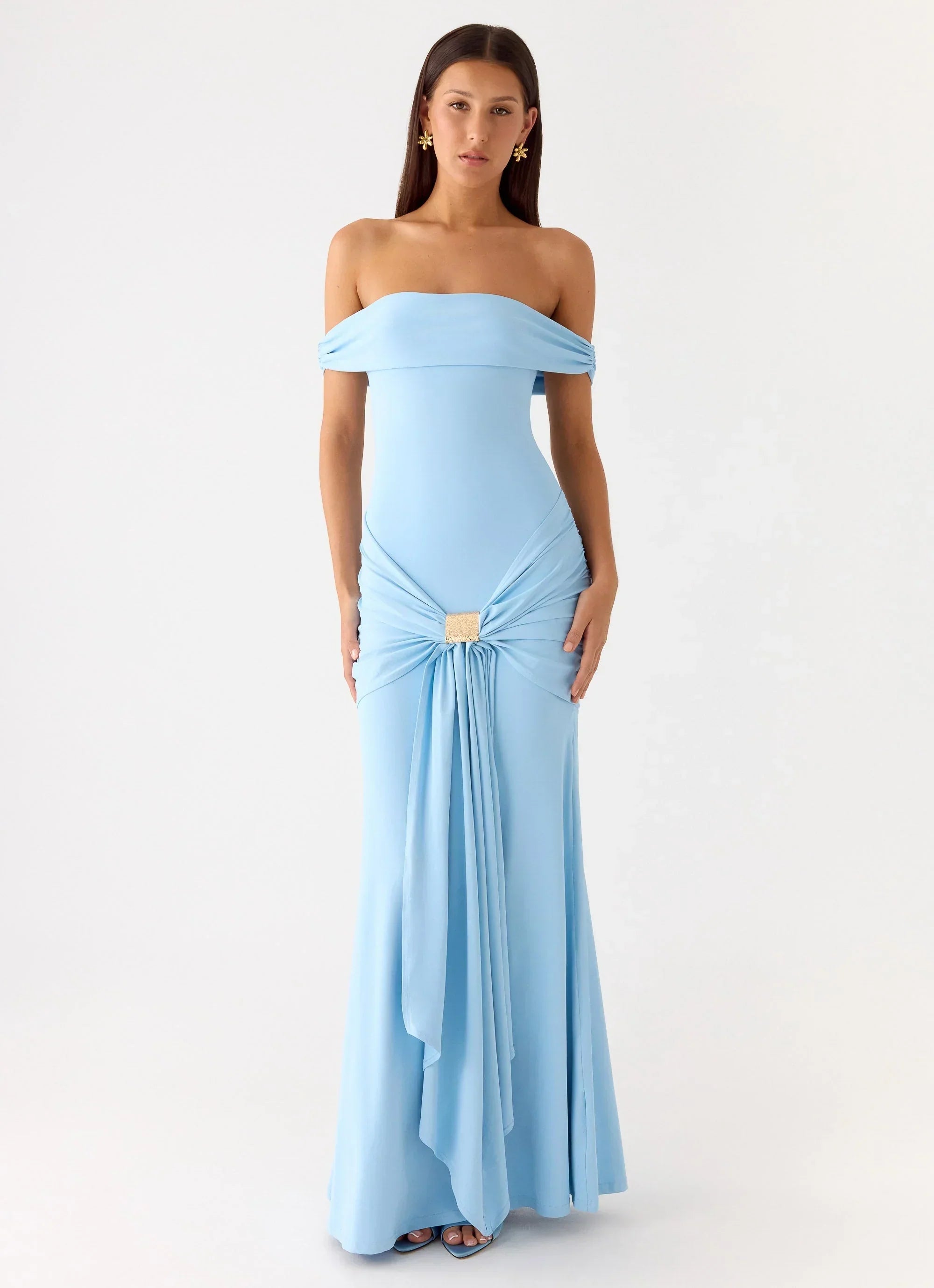 Vee Bardot Maxi Dress - Blue