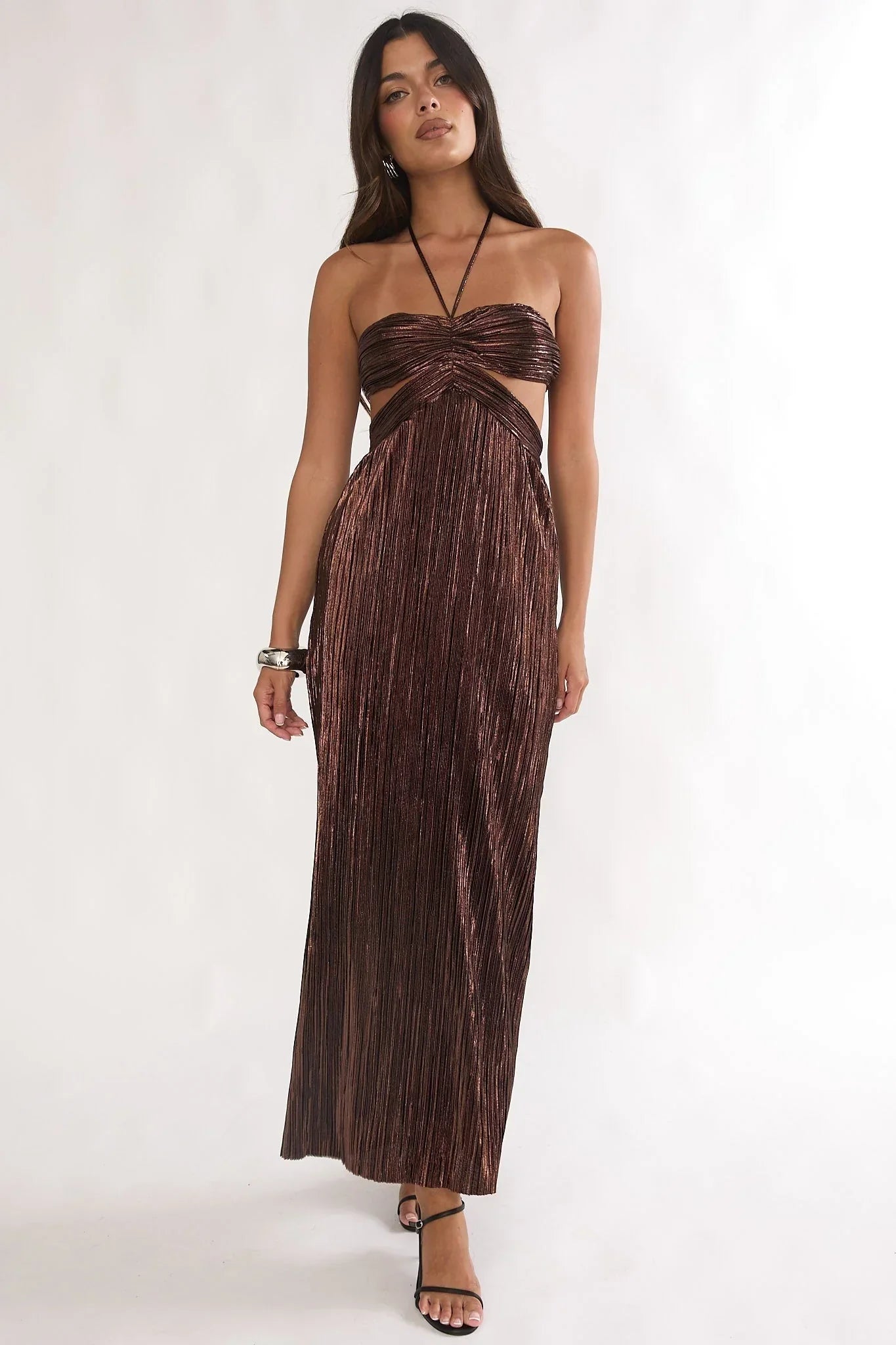 Isle Cut-Out Halter Maxi Dress Gold
