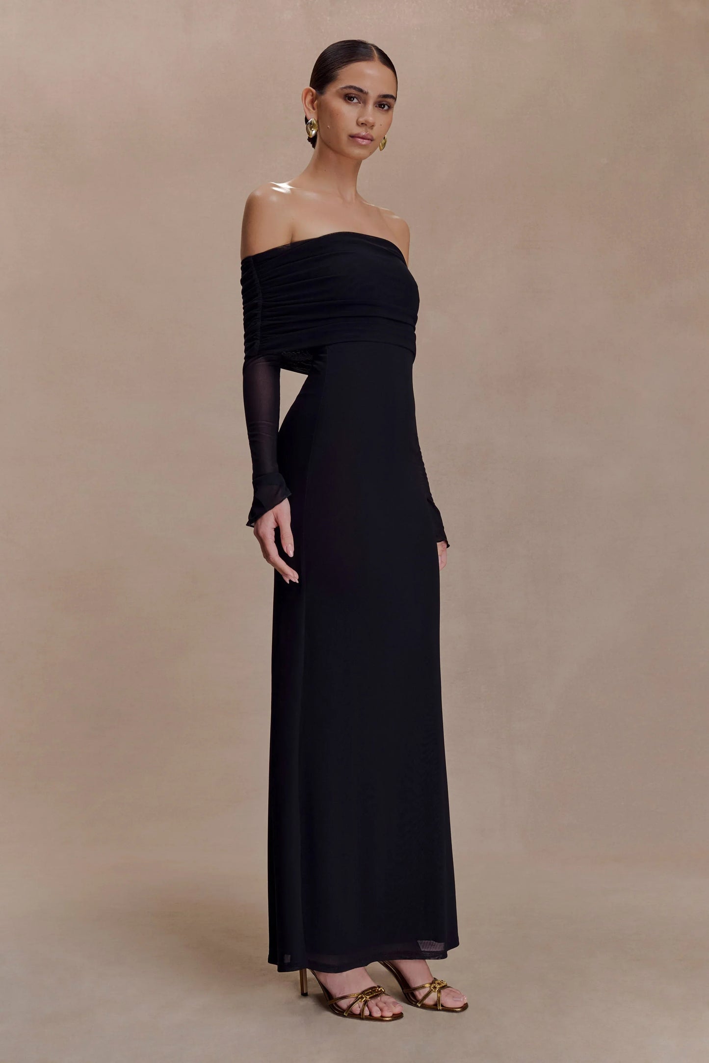 Josie Off Shoulder Mesh Maxi Dress