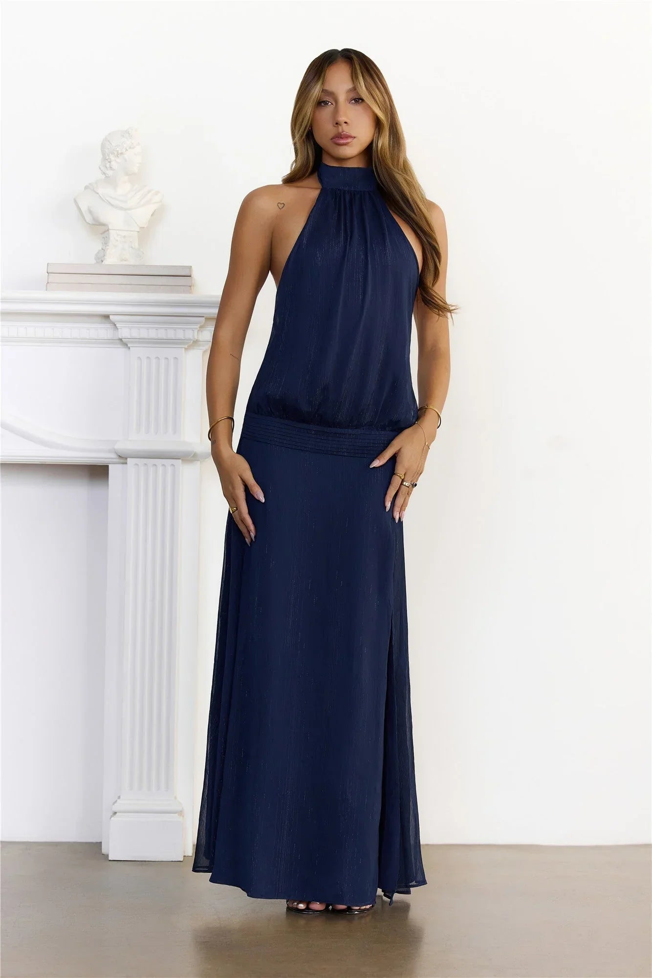 Iconique Halter Maxi Dress Navy