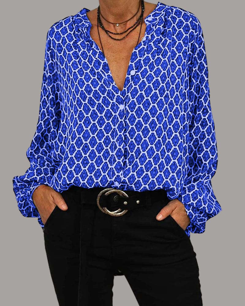 Addison Printed V Neck Top
