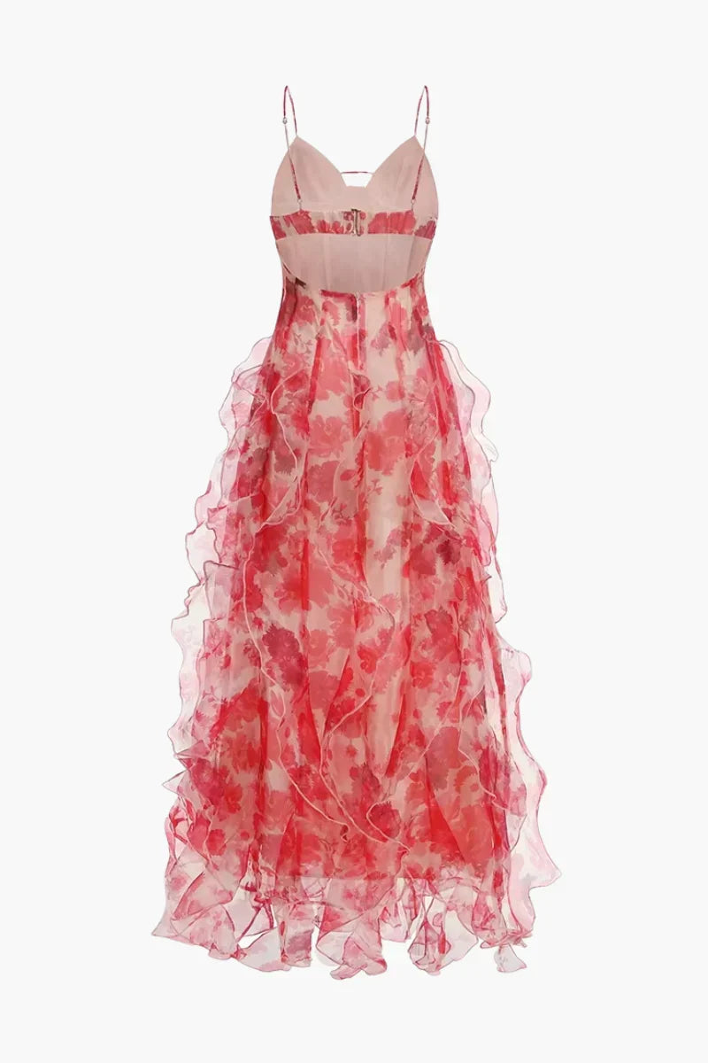 Duttini | Floral Print Ruffled Maxi Dress