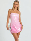 Rose Mini Dress - Ombre Sequin Shift Dress In Pink