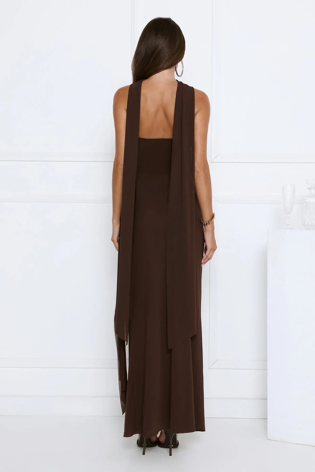 Luxe Strapless Maxi Dress Chocolate