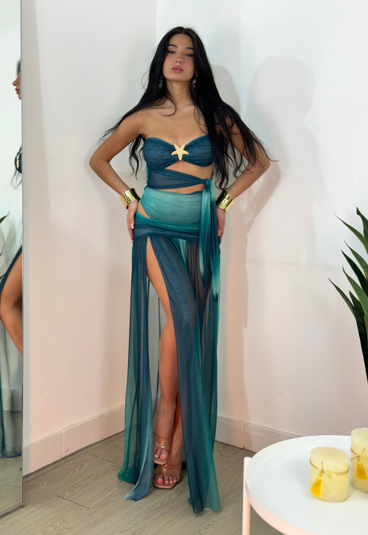 Talia Mesh Set Maxi Dress