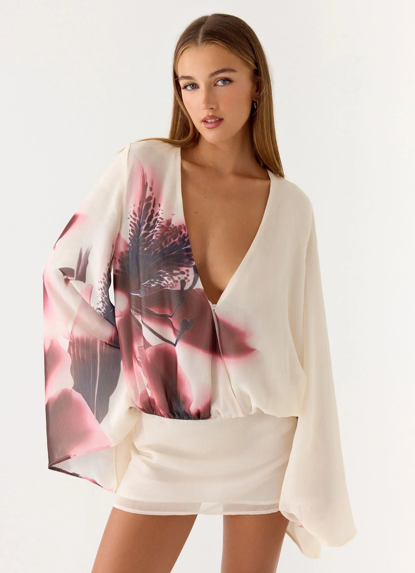 Junia Long Sleeve Mini Dress White