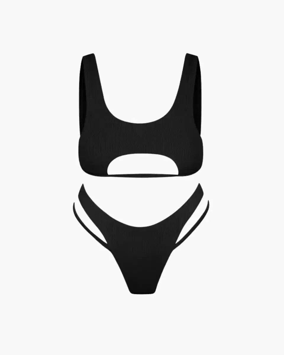 Duttini | Cutout Top High-Waisted Bikini Set