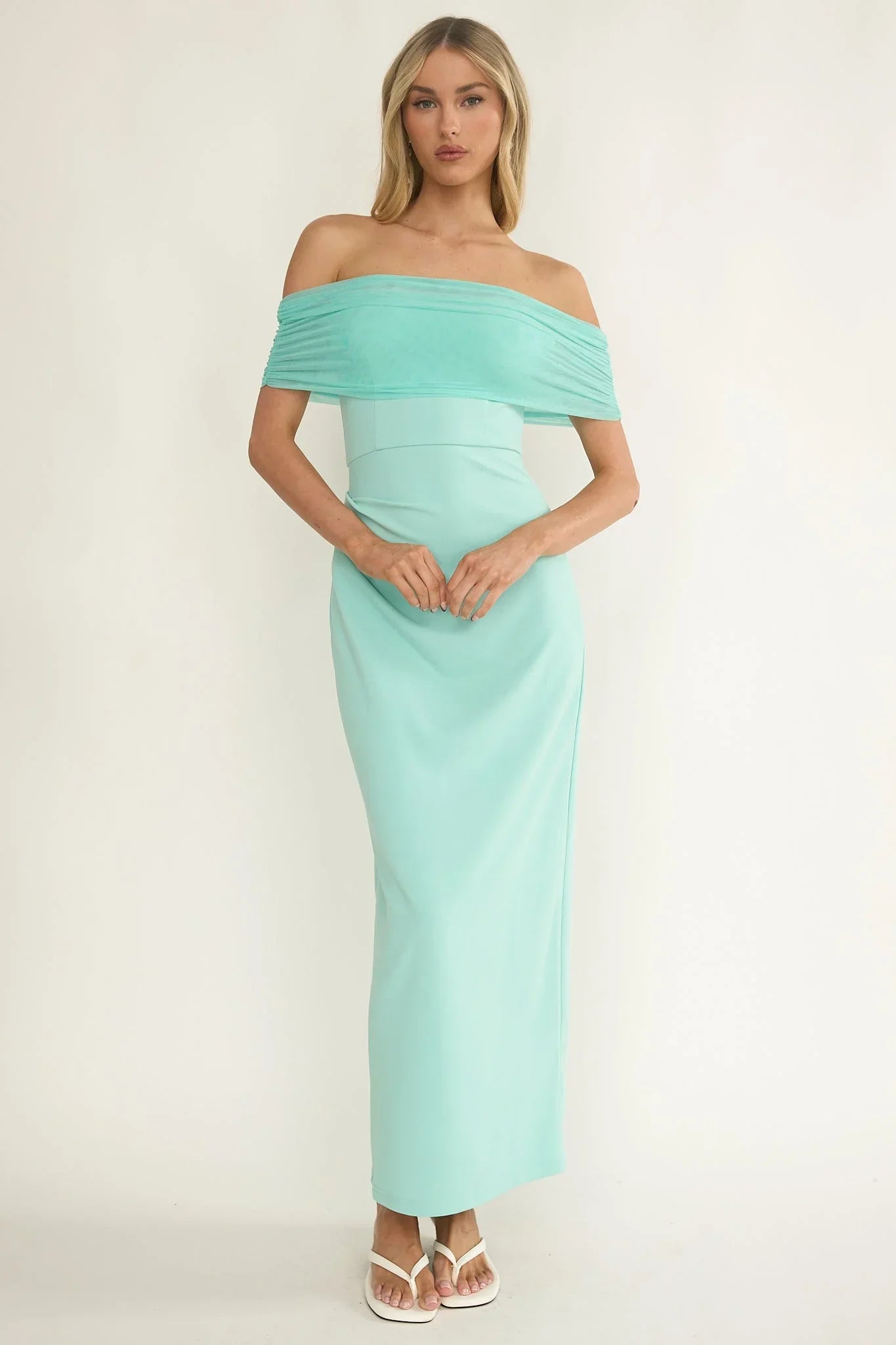 Love Languages Off Shoulder Maxi Dress Mint