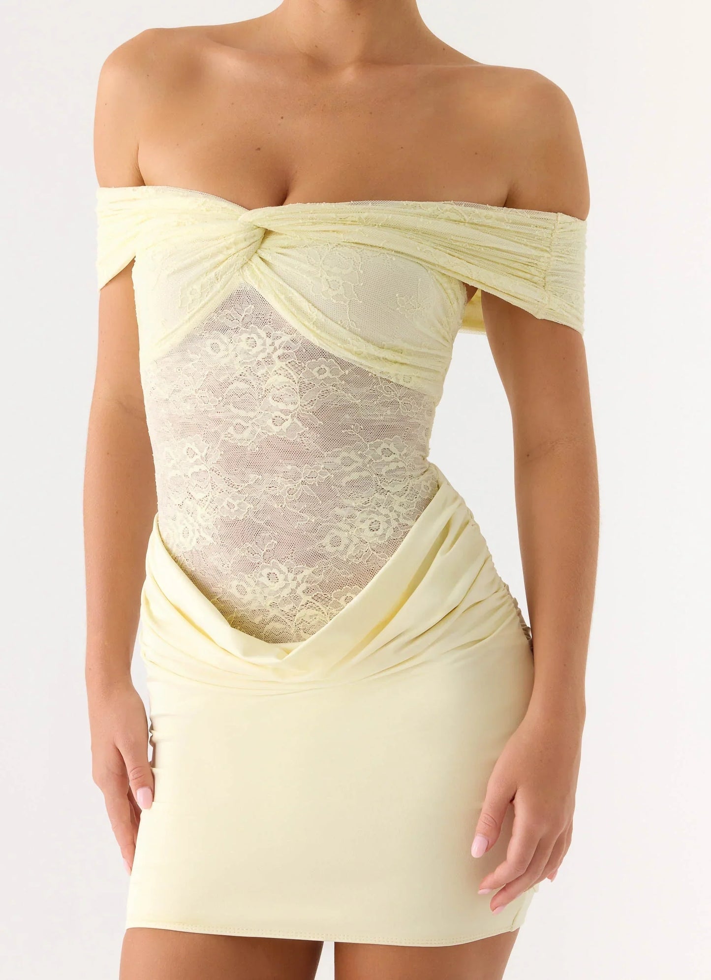 Either Way Off Shoulder Mini Dress Yellow