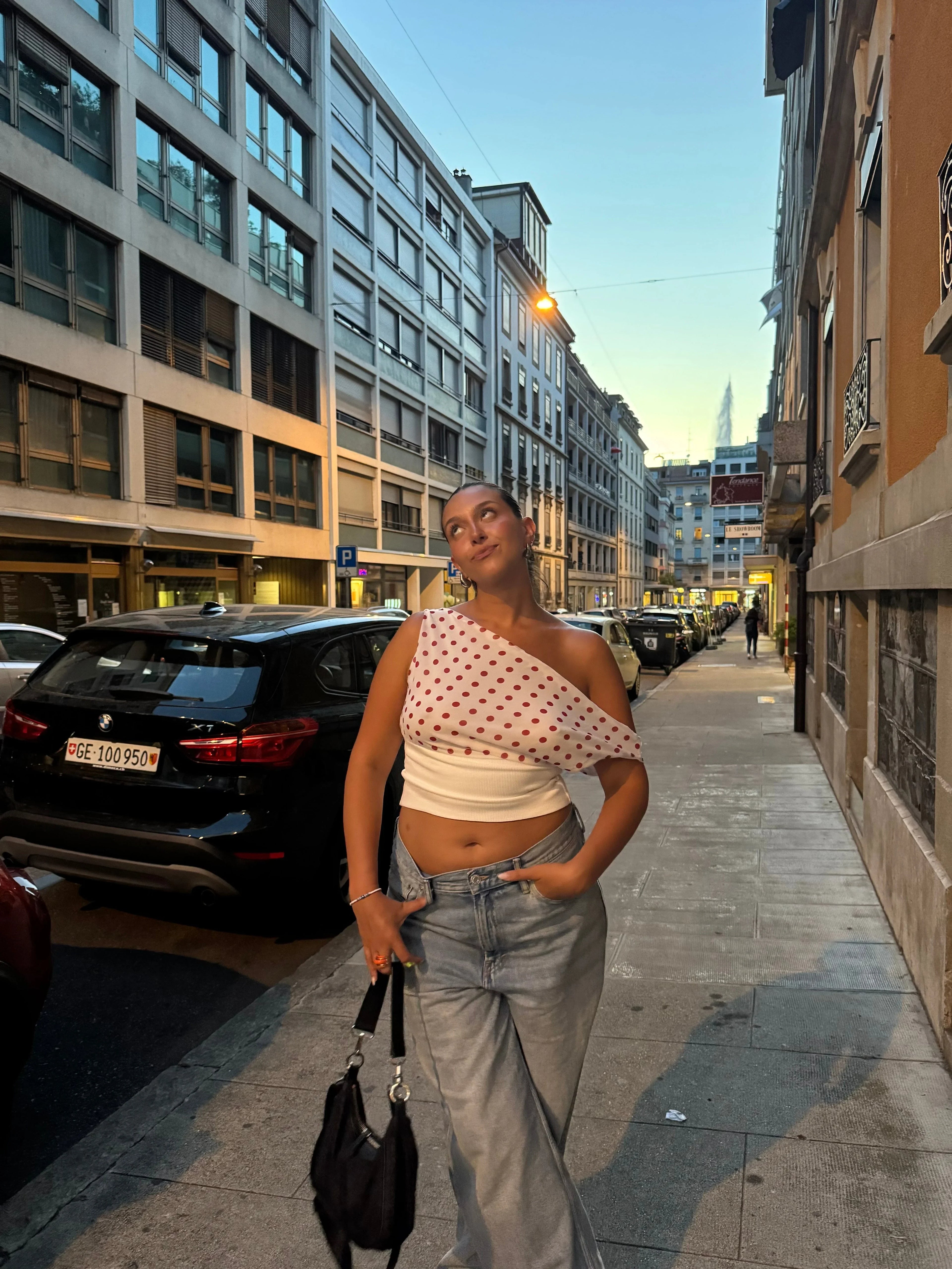 Sienna Draped Polka Dot Crop Top