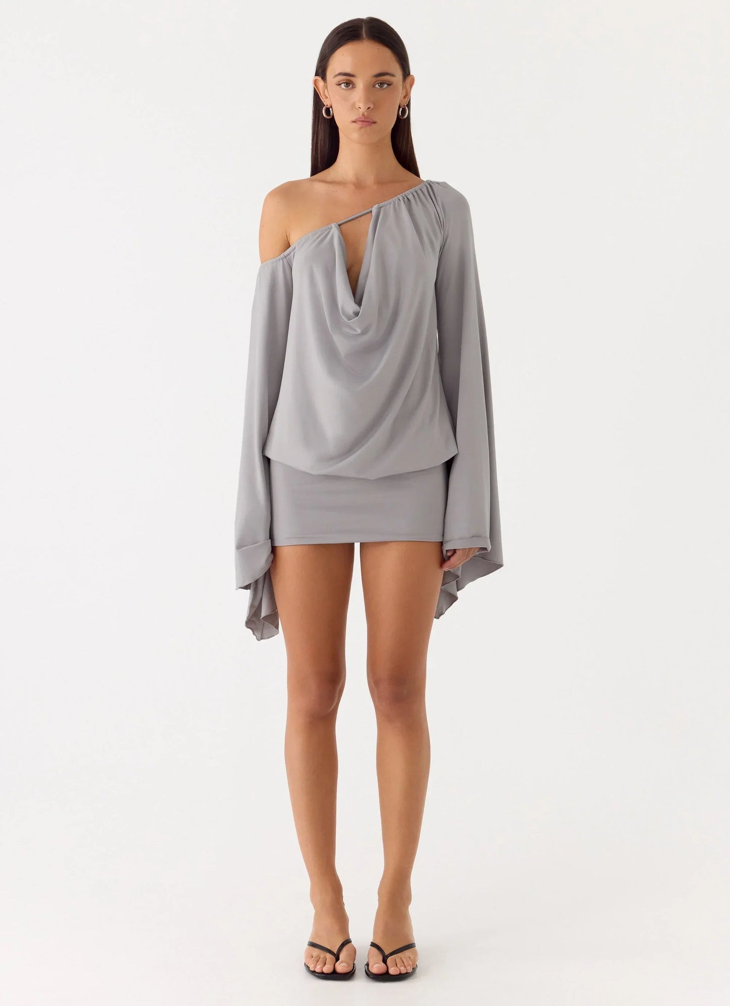 Kyrah Long Sleeve Mini Dress Grey