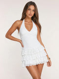 Ruffle Me Up Lace Halter Mini Dress