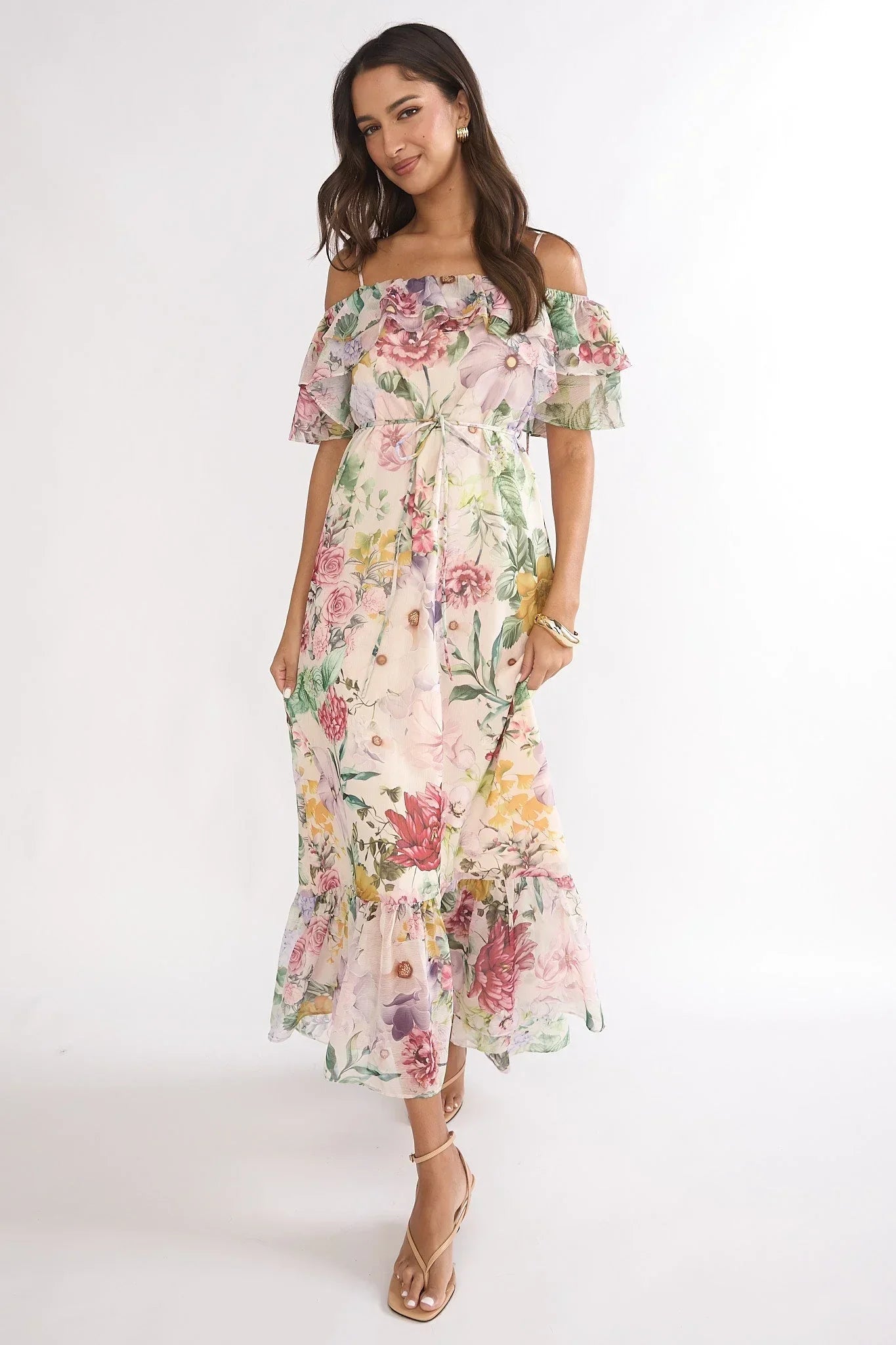 Ivelle Ruffle Maxi Dress Floral