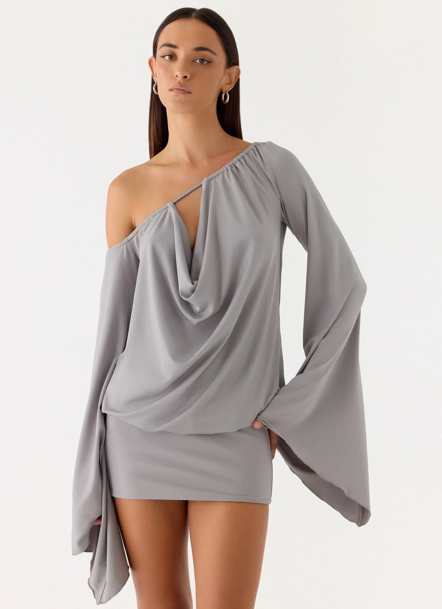 Kyrah Long Sleeve Mini Dress Grey
