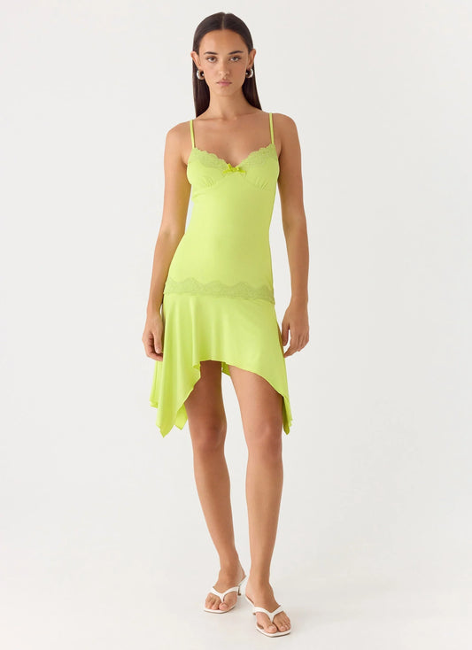 Queen Card Mini Dress Lime