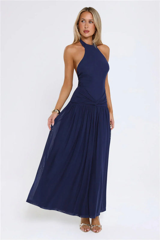 Mirielle Halter Maxi Dress Navy