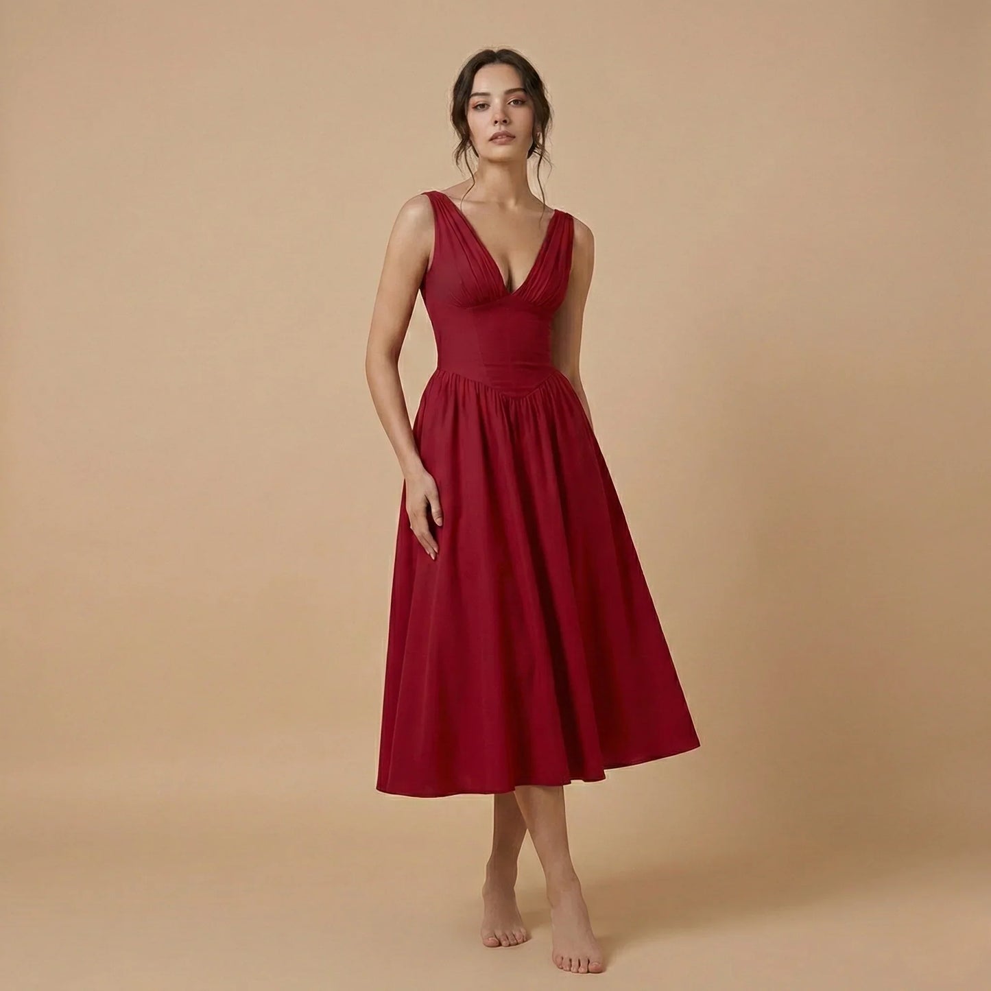 Isabelle V-Neck Midi Dress