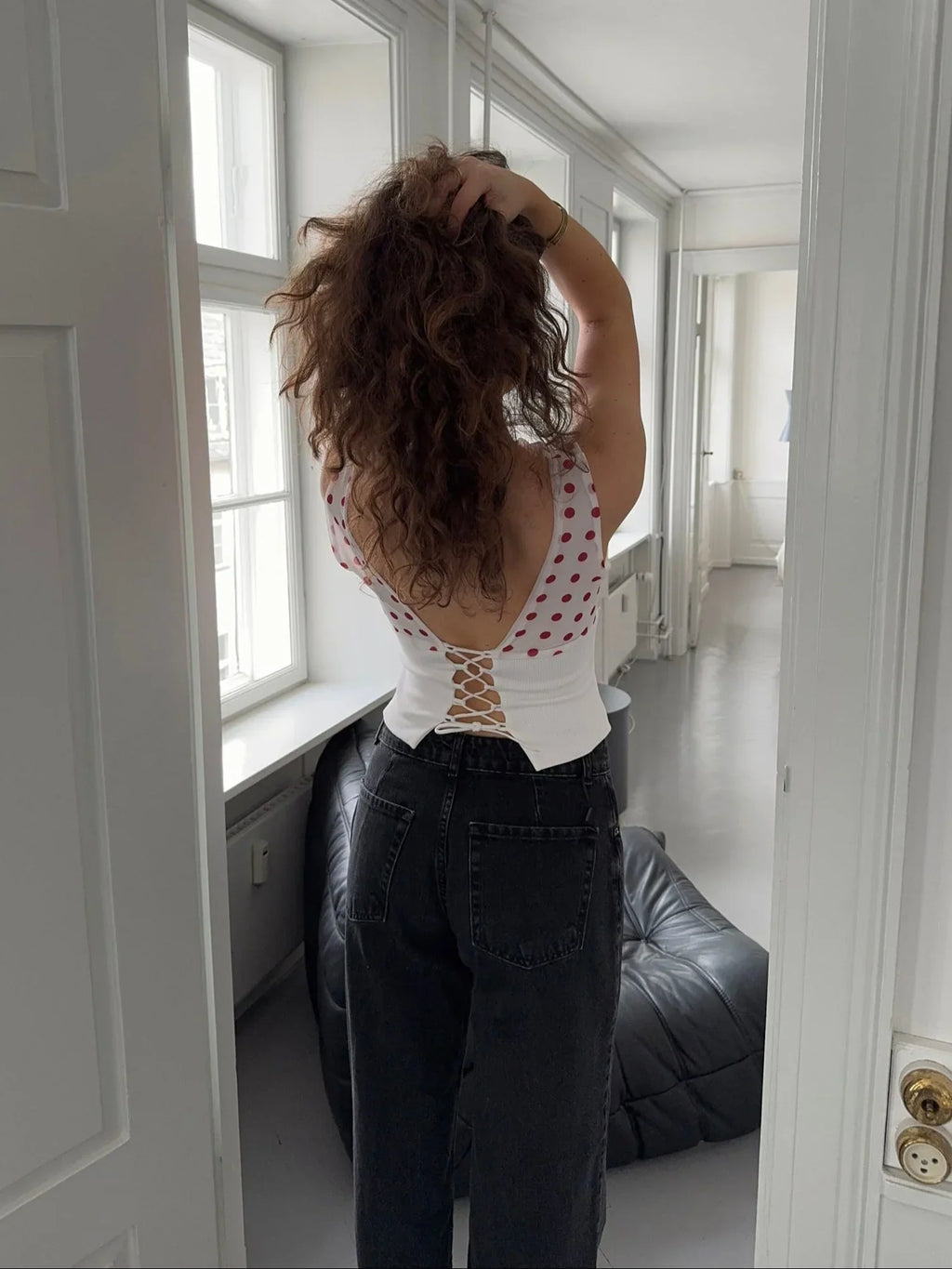 Sienna Draped Polka Dot Crop Top