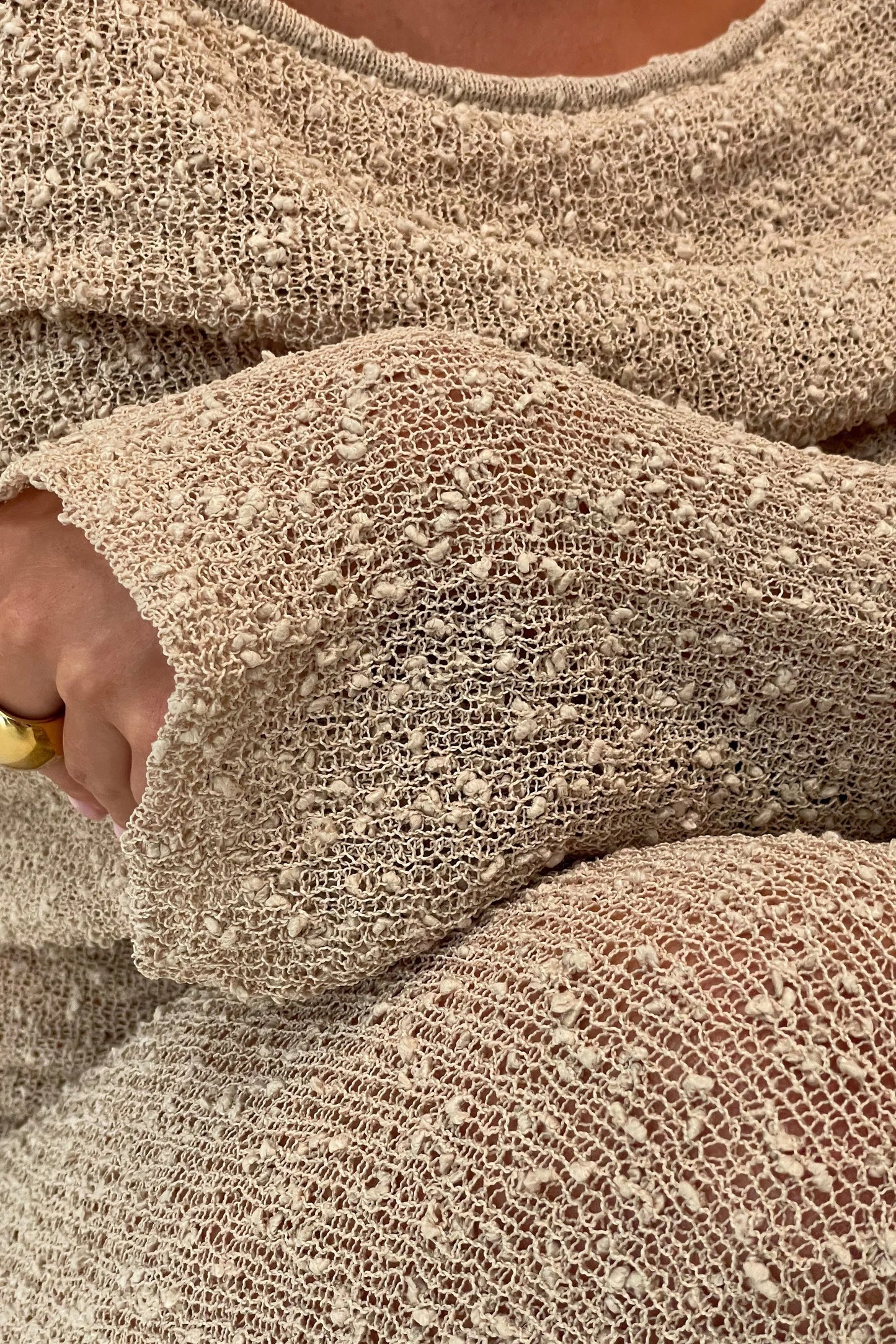 Off Shoulder Boucle Maxi Dress