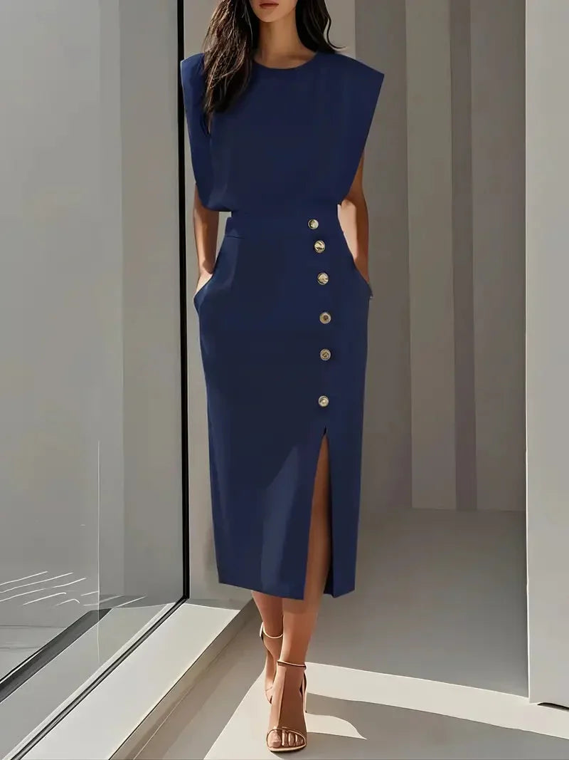 Lisandra Button Midi Dress