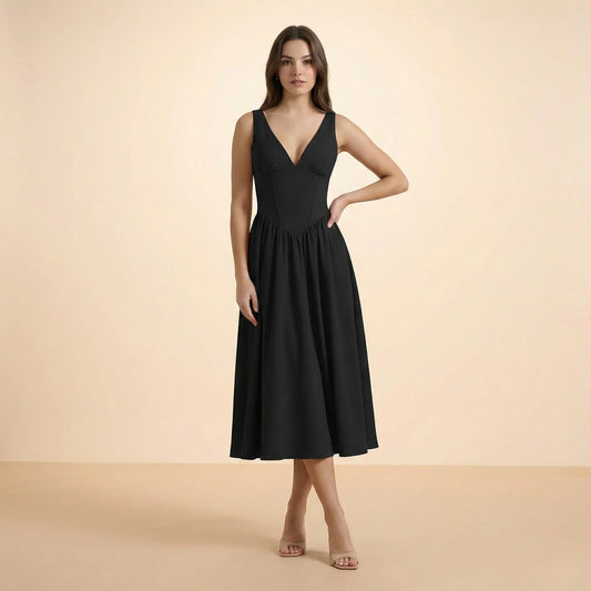 Isabelle V-Neck Midi Dress