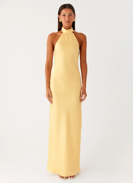 Keena Scarf Maxi Dress - Lemon