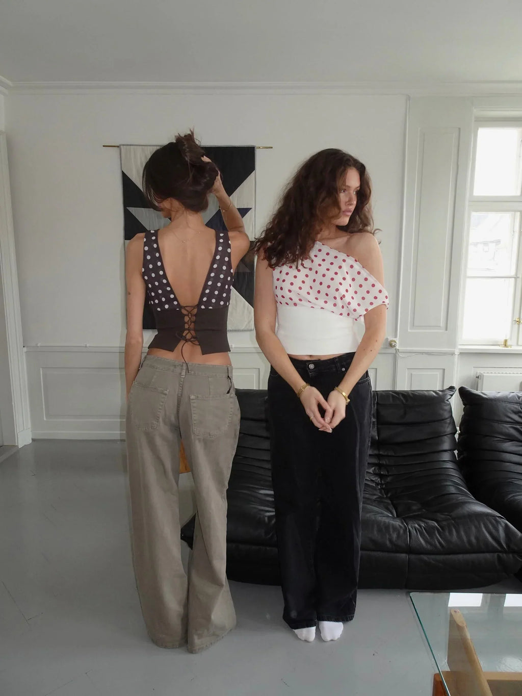 Sienna Draped Polka Dot Crop Top