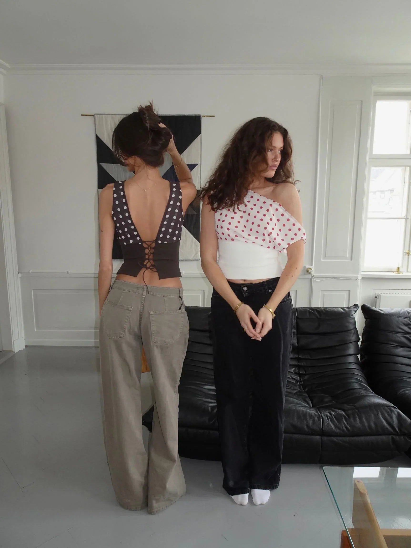 Sienna Draped Polka Dot Crop Top