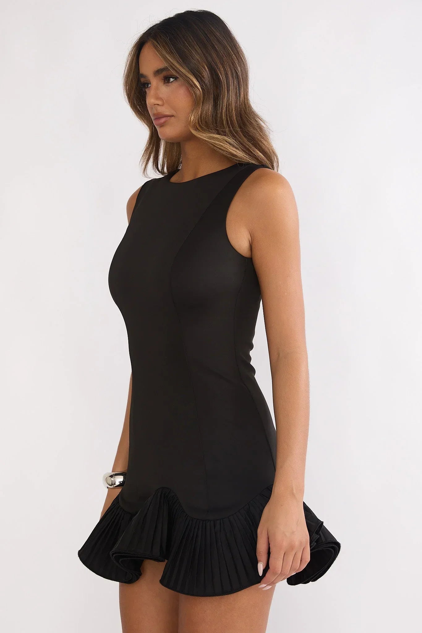 Chandelia Pleated Mini Dress Black