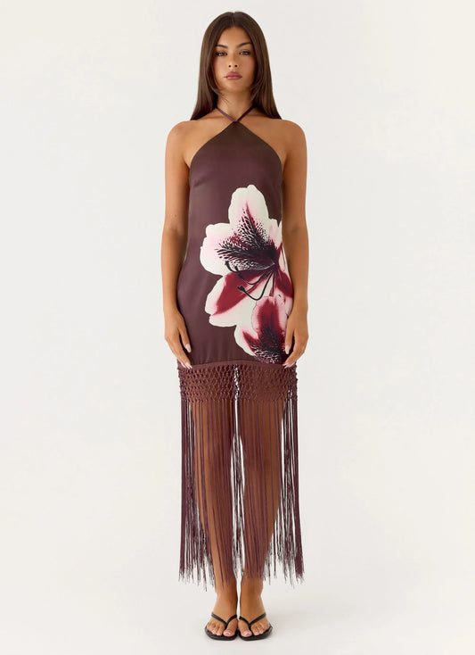 Niahvette Midi Dress Burgundy