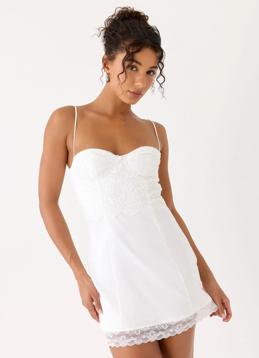 Aloura Lace Mini Dress - White