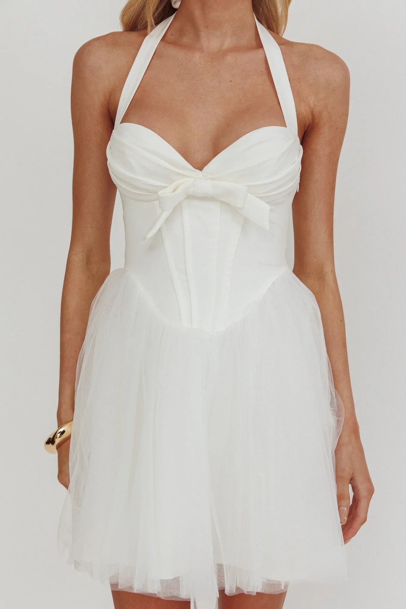 Princessa Halter Mini Dress White