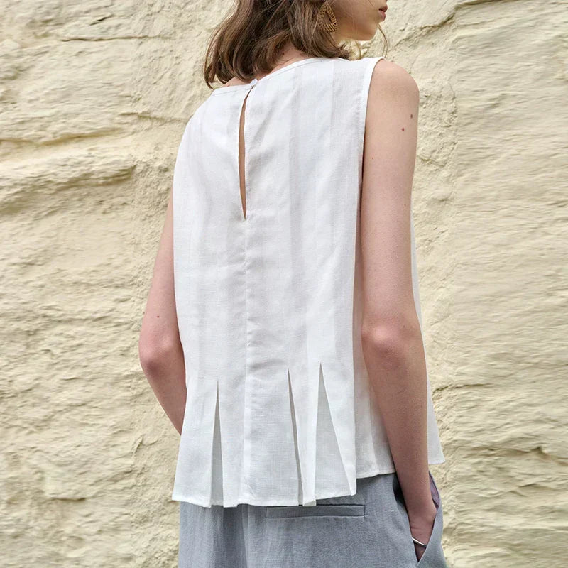 Duttini | Pleated Hem Linen Top