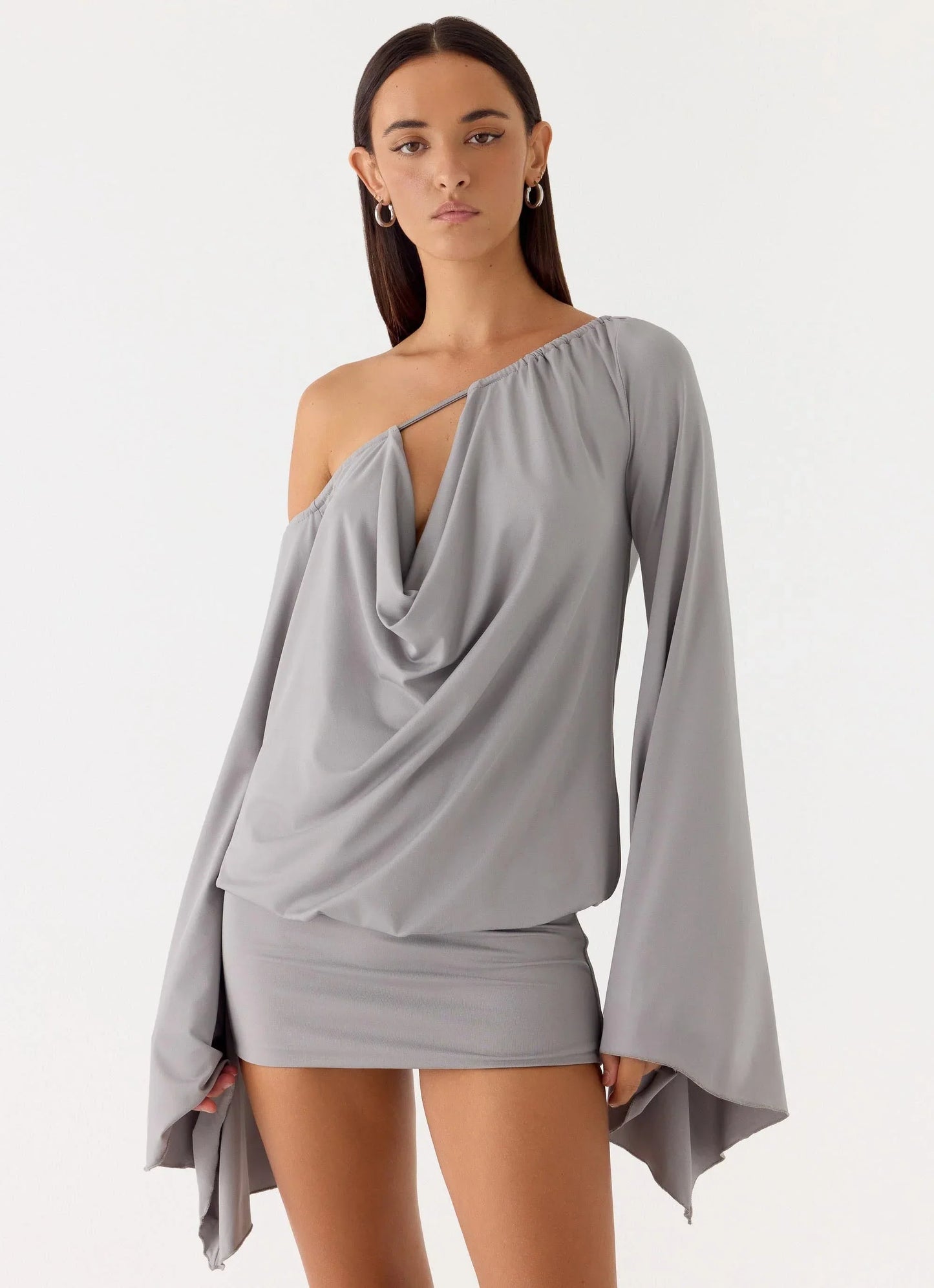Kyrah Long Sleeve Mini Dress Grey
