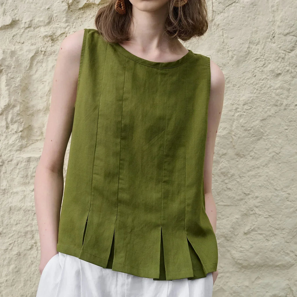 Duttini | Pleated Hem Linen Top